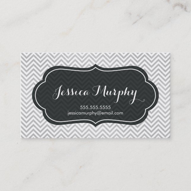 Elegant Chevron Stripes Pattern Business Cards (Front)