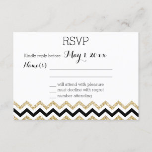 Elegant Chevron Wedding RSVP Cards