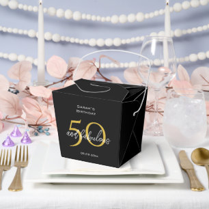 Elegant Chic 50 & Fabulous Birthday Black & Gold  Favor Box