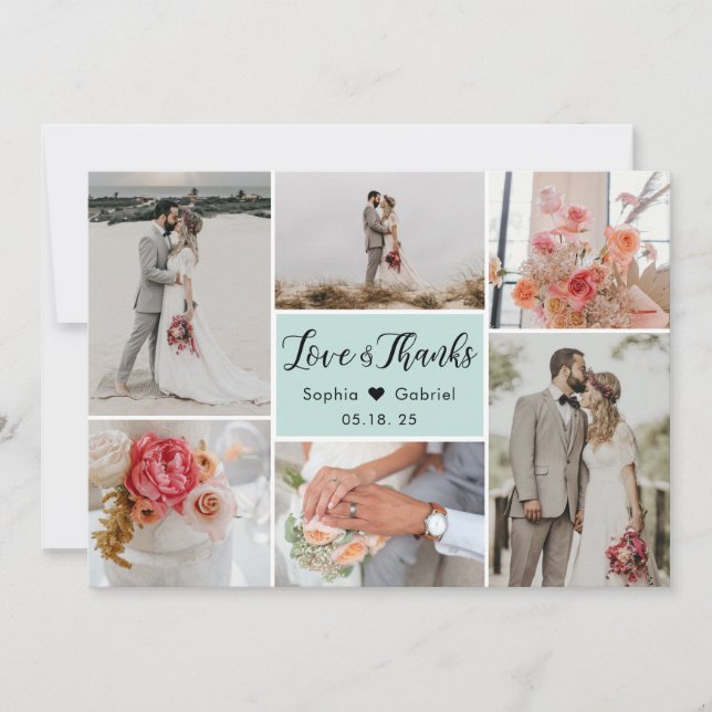 Elegant Chic 6 Photo Collage Mariage Merci voiture (Devant)