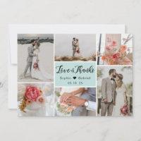 Elegant Chic 6 Photo Collage Wedding Thank You Car