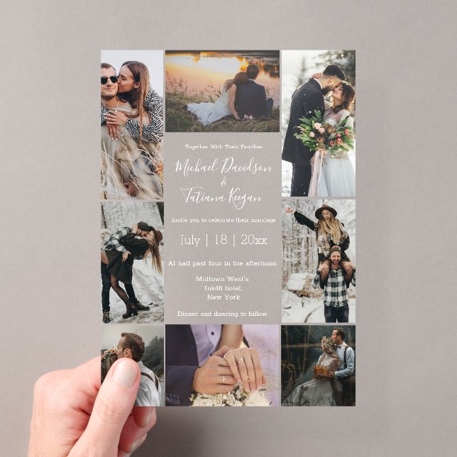 elegant chic 8 photos collage modern wedding acrylic invitations (Insitu (Handheld))