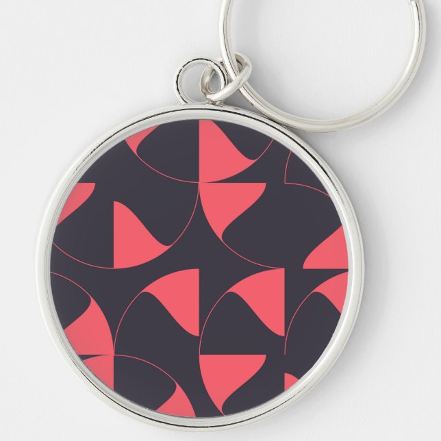 Elegant, chic, abstract circular geometric flowers keychain (Front)