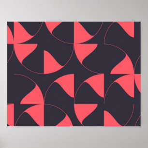 Elegant, chic, abstract circular geometric flowers poster