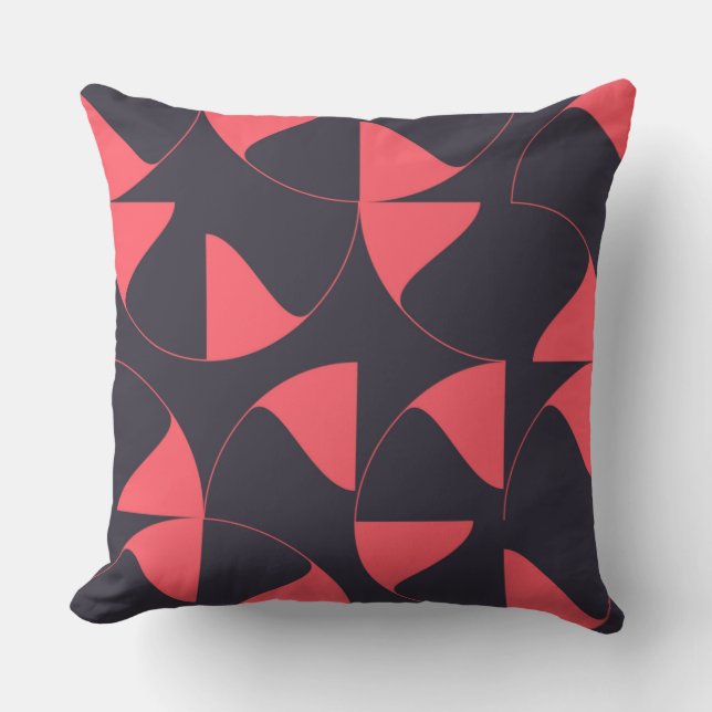 Elegant, chic, abstract circular geometric flowers throw pillow (Front)