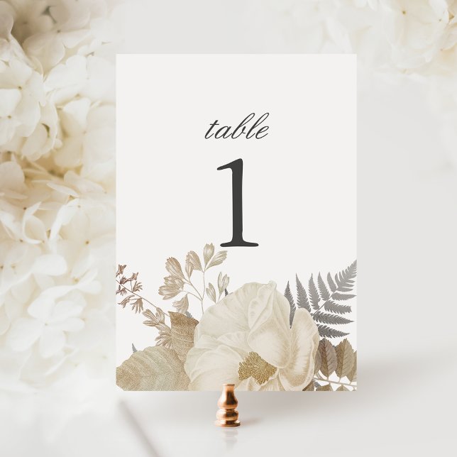 Elegant Chic Airy Boho Floral Wedding Table Number (Creator Uploaded)