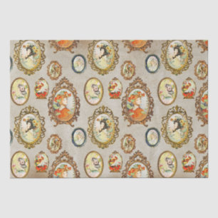 Elegant Chic Art Nouveau Girls Ornate Frames Kraft Tissue Paper