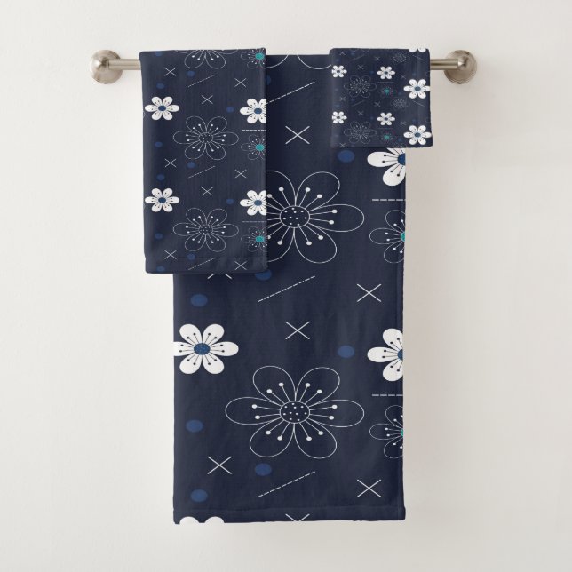 Élégant chic avec la marine florale en arrière (En situation)