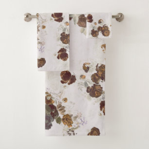 Elégant chic Beige Brown Rose Floral Toile
