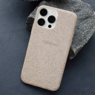 Elegant Chic Beige Motif Embossing Texture Custom iPhone 16 Pro Case