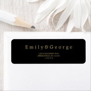 Elegant Chic Black And Gold Mariage Adresse de ret