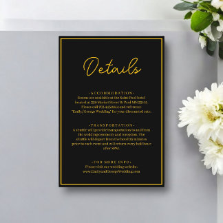 Elegant Chic Black And Gold Modern Luxury Wedding Enclosure Card
