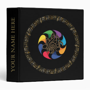 Elegant Chic Black And Gold Music Notes Design Binder