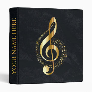 Elegant Chic Black And Gold Music Notes Design Binder