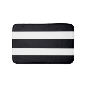 Elegant Chic Black And White Striped Bathroom Bath Mat