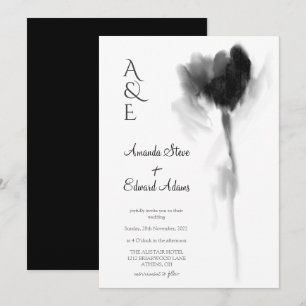 Elegant Chic Black and White Tulip Floral Wedding Invitation