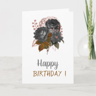 Elegant Chic Black Flowers  Birthday Card