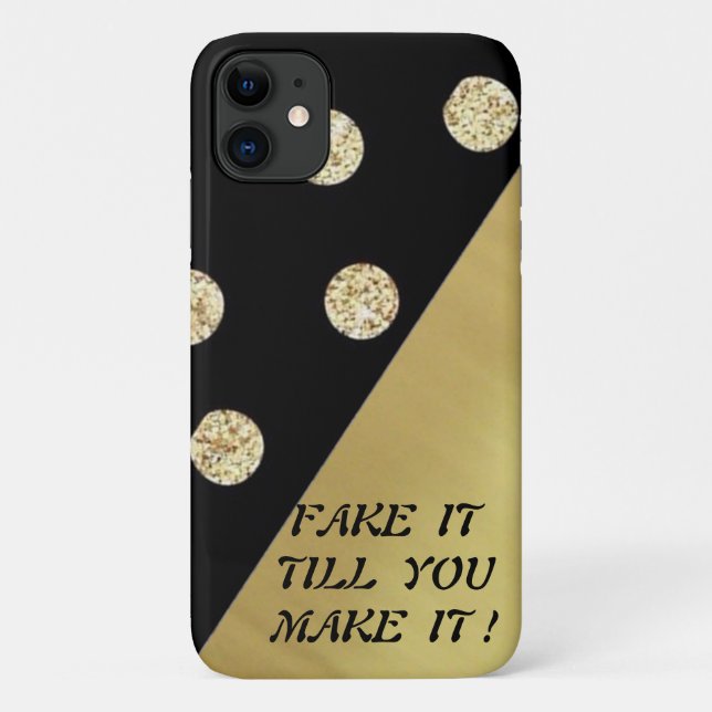 Elegant Chic Black Gold Dots-Motivational Message Case-Mate iPhone Case (Back)