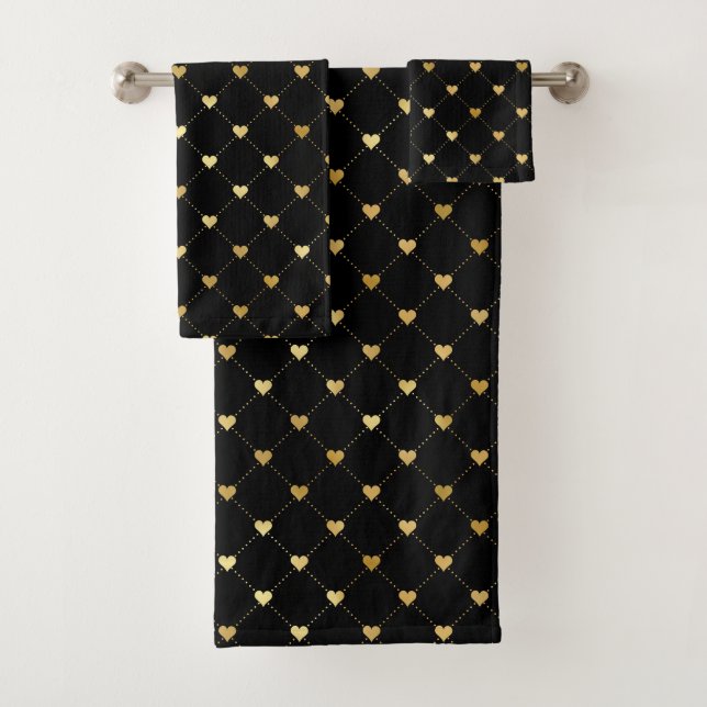 Élégant Chic Black Gold Hearts Motif (En situation)