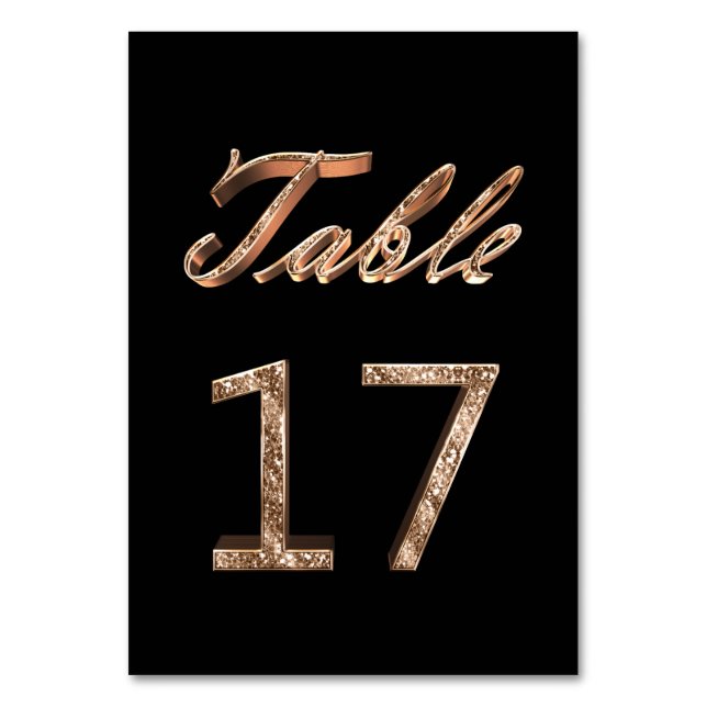 Elegant Chic Black Gold Party Table Number 17 (Front)