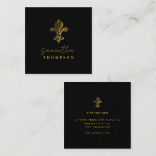 Elegant Chic Black Gold Vintage  Square Business Card