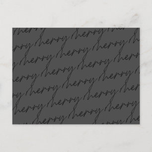 Elegant Chic Black Grey Merry Script Holiday  Postcard