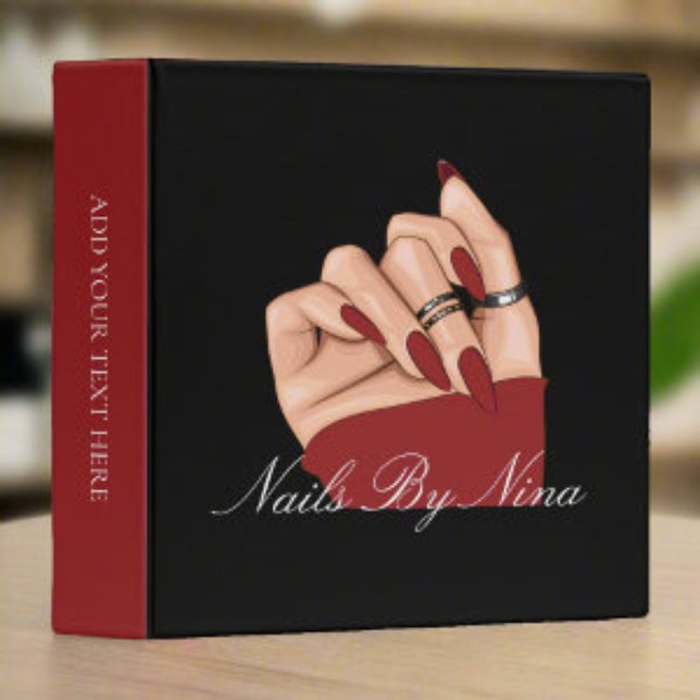 Elegant Chic Black & Red Nail Salon Beauty  Binder (Creator Uploaded)