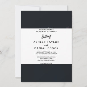 Elegant chic black romantic rose floral Wedding In Invitation
