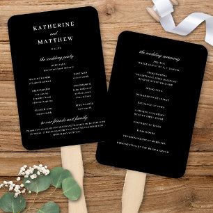 Elegant Chic Black Wedding Ceremony Program Hand Fan