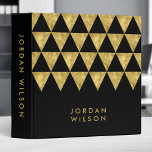 Elegant Chic Black with Faux Gold Triangle Binder<br><div class="desc">Elegant black binder that you can personalize with your name featuring faux gold foil triangle pattern. Great for office or school. Personalize it by replacing the placeholder text. For more options such as to change the font and its size click the "Customize" button. *Please note that the Zazzle Watermark that...</div>