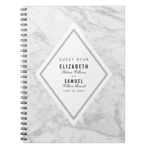 Elégant chic blanc marbre gris Mariage livre d'or