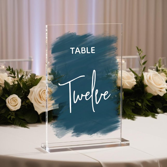 Elégant chic bleu foncé mariage numéros de table (Créateur téléchargé)