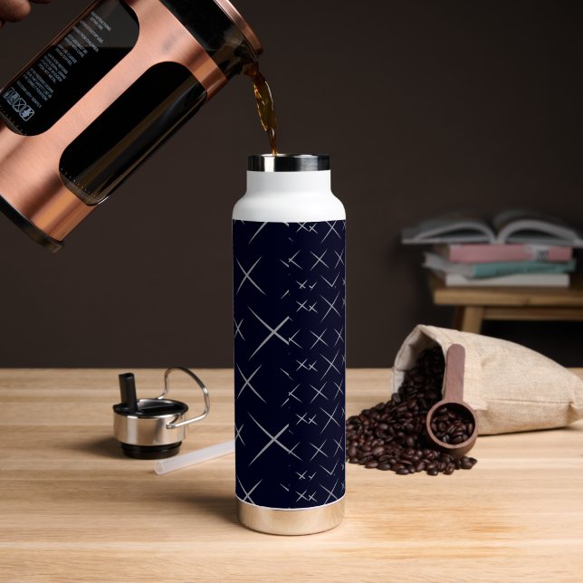 Elegant  chic Blue black Water Bottle (Coffee)