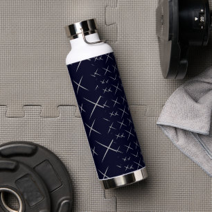 Elegant chic Blue black Water Bottle