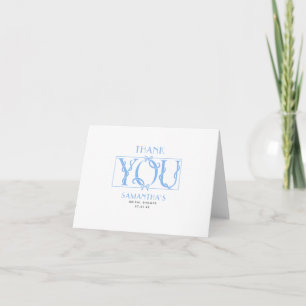 Elegant Chic Blue Bow Bridal Shower Thank You Card