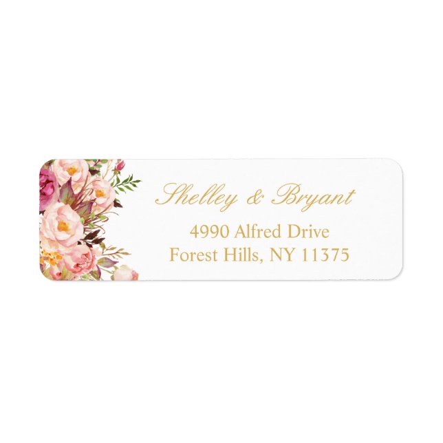 Elegant Chic Blush Pink Floral Gold Wedding (Front)