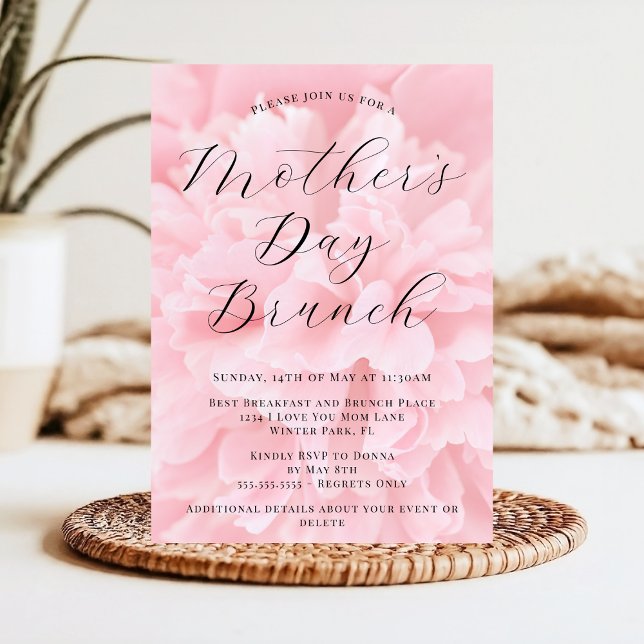 Elegant Chic Blush Pink Flower Mother's Day Brunch Invitation (Creator Uploaded)