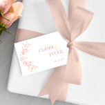 Elegant Chic Blush Pink, Peach and White Wedding  Gift Tags<br><div class="desc">Add an elegant detail to your wedding favours with this beautiful favour tag showcasing a simple exquisite hand-drawn botanical element on the side and couples names in modern stylish typography. Floral in blush pink and peach hues. Note: for cases where the first name is much longer than the name on...</div>