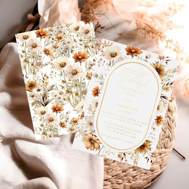Elegant & Chic Boho Fall Wildflower  Wedding  Invitation (Creator Uploaded)