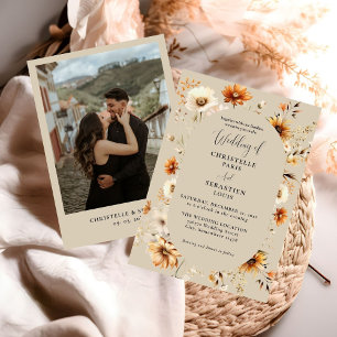 Elegant & Chic Boho Fall Wildflower Wedding Invitation