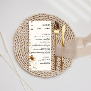 Elegant & Chic Boho Green Wildflower Wedding Table Menu