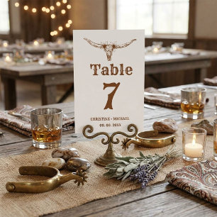 Elegant & Chic Boho Western Cowboy Wedding Table Number