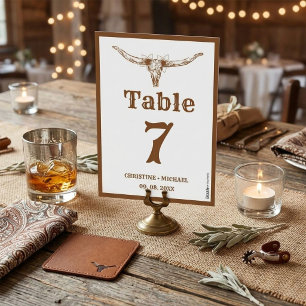Elegant & Chic Boho Western Cowboy Wedding Table Number