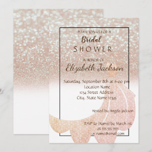 Elegant Chic Bokeh Glitter, Dress Bridal Shower Invitation
