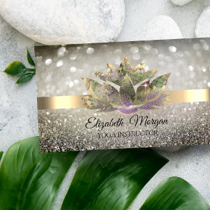 Elegant Chic Bokeh Gold,Lotus Yoga Business Card
