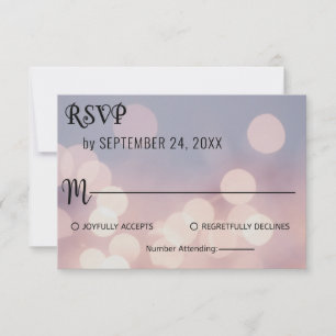 Elegant chic bokeh lights classy Wedding RSVP Card