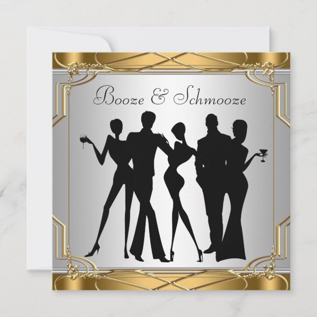 Elegant Chic Booze and Schmooze Invitations (Front)