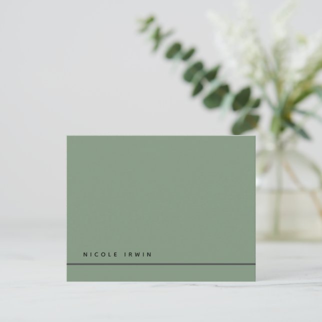 Elegant Chic Border Green Modern Stationery Card (Standing Front)