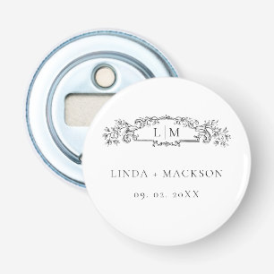 Elegant & Chic botanical crest monogram wedding Bottle Opener