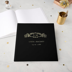 Elegant & Chic botanical crest monogram wedding Guest Book